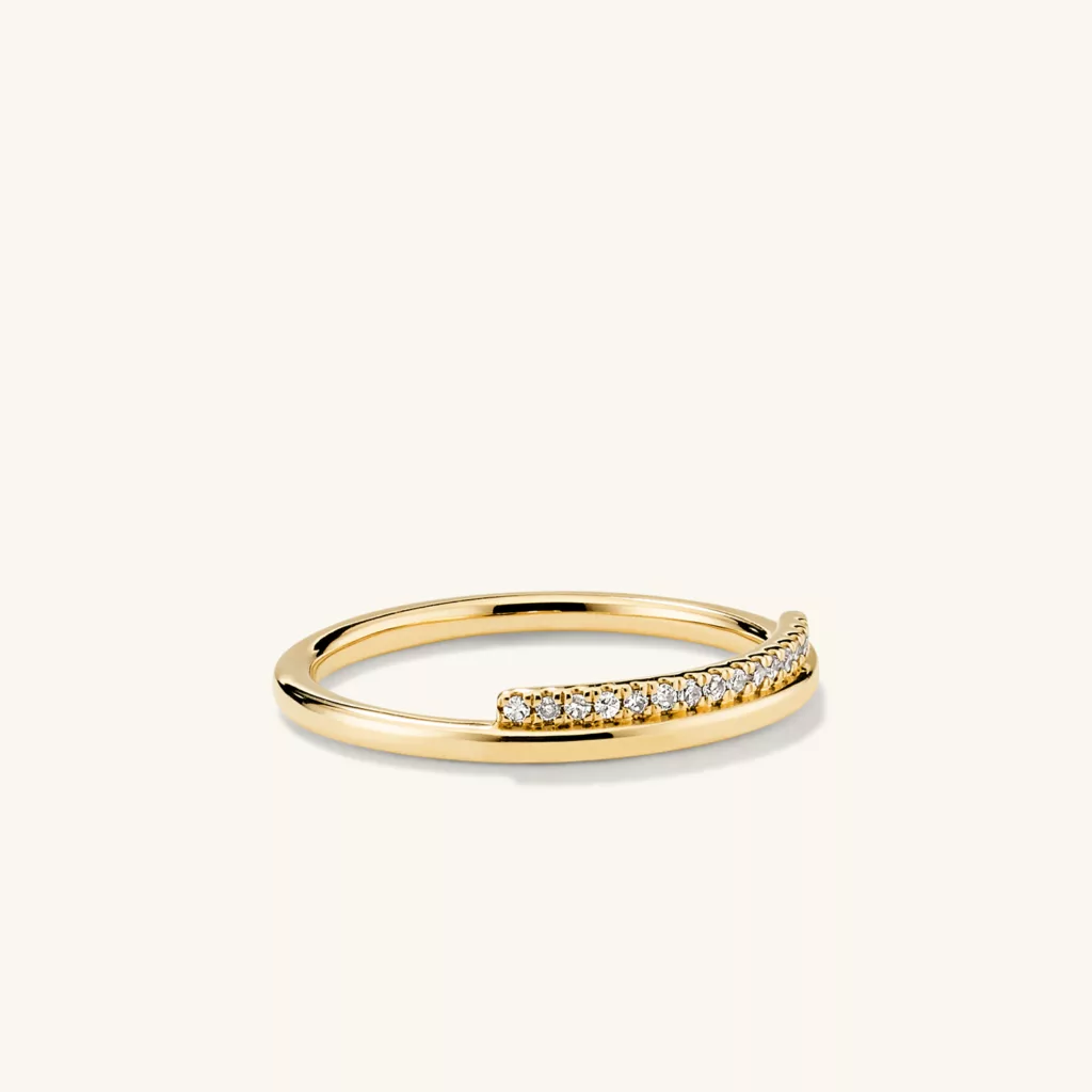 Pave Diamond Bar Stacker Ring yellow