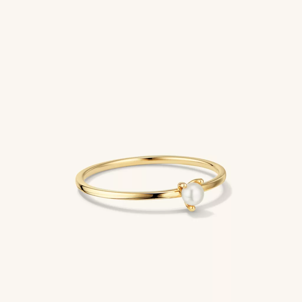 Pearl Slim Stacker Ring yellow