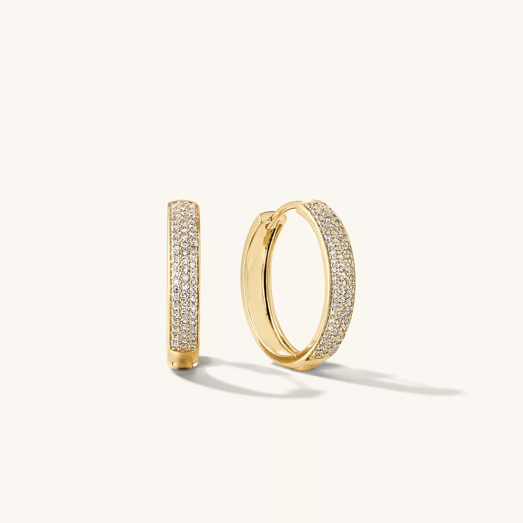 Pave Diamond Bold Medium Hoops yellow