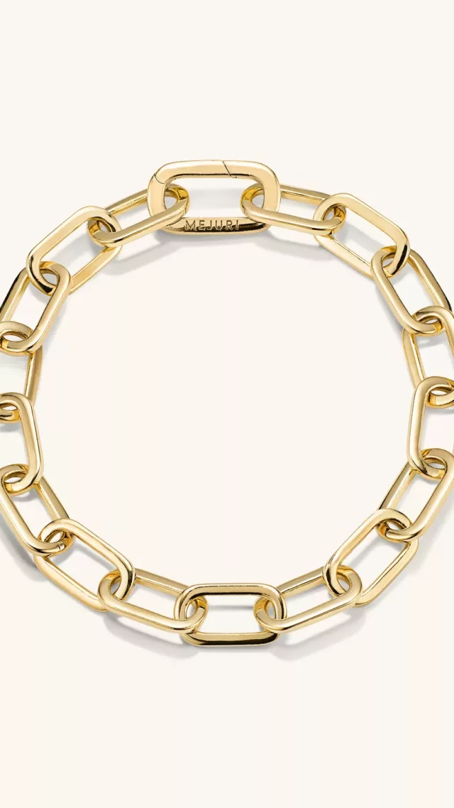 Oval Link Chain Charm Bracelet vermeil