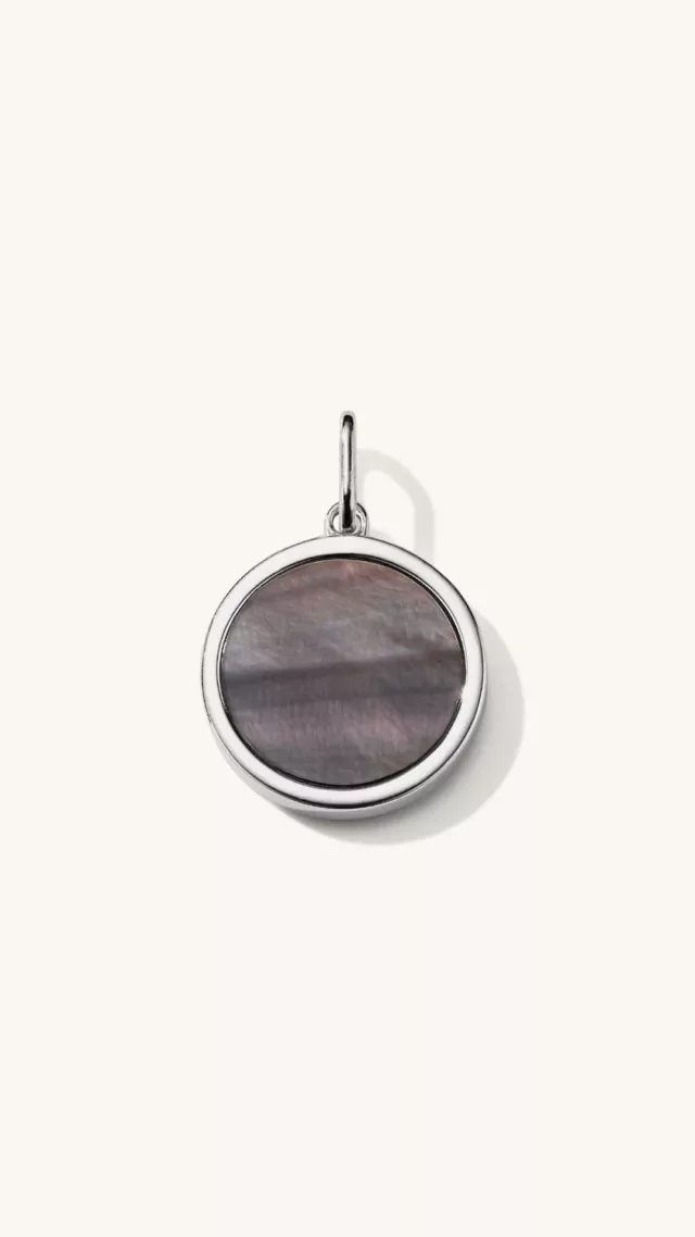 Mother of Pearl Round Charm Pendant Silver