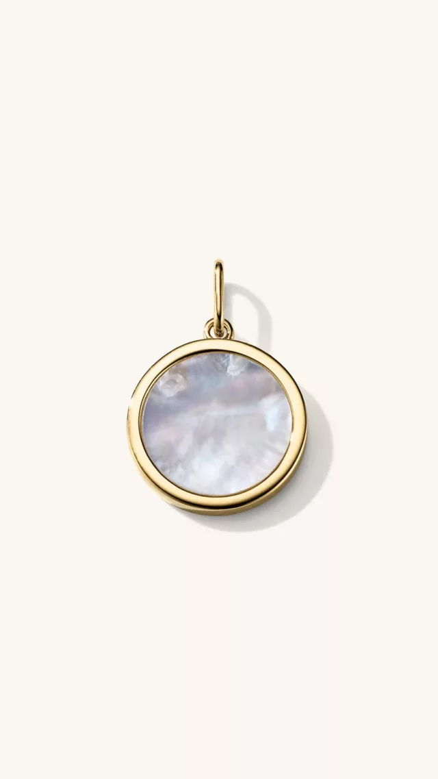 Mother of Pearl Round Charm Pendant vermeil