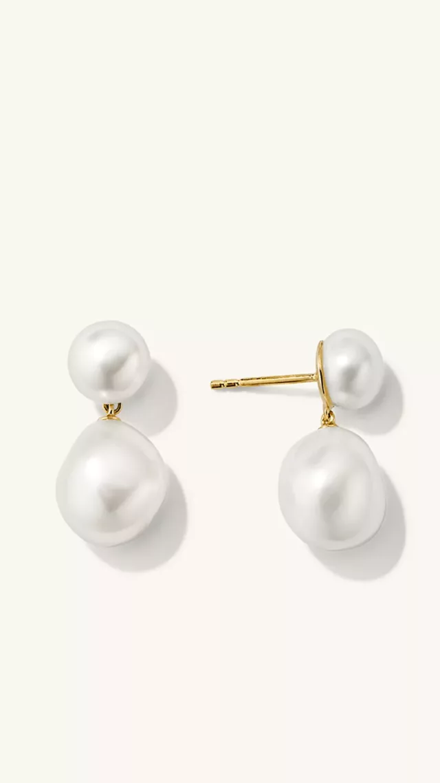 Bold Pearl Drop Earrings vermeil