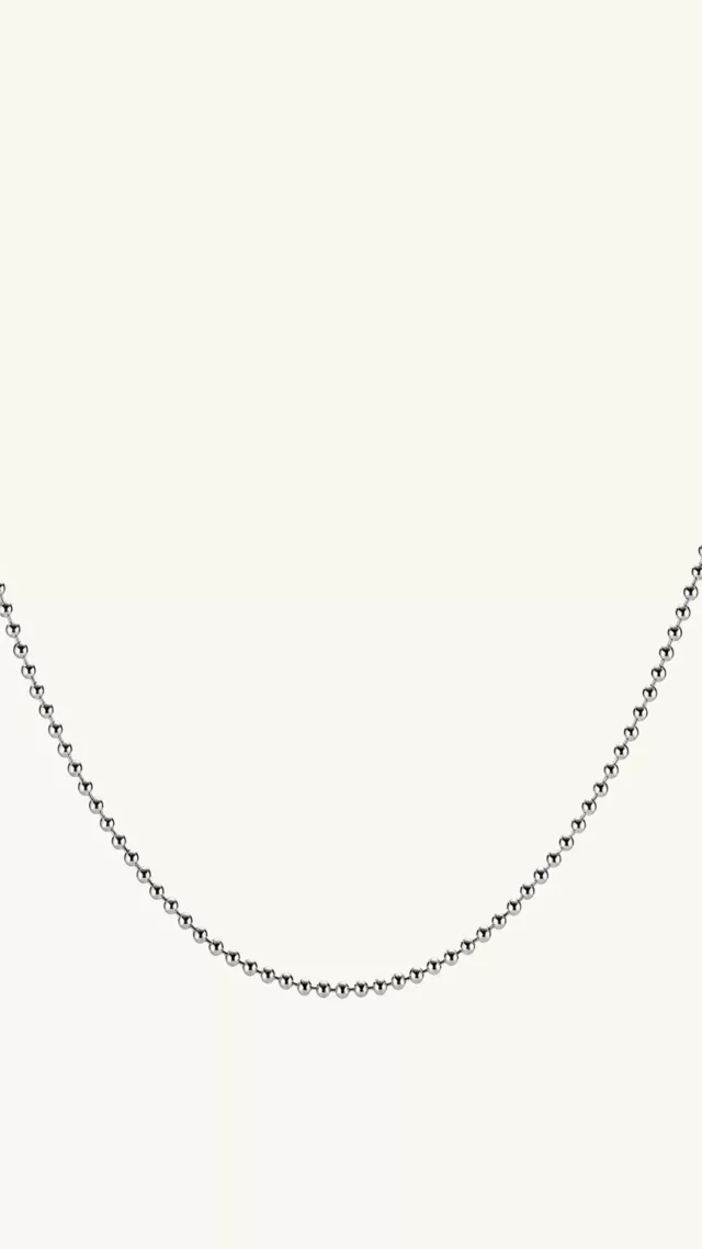 Beaded Chain Necklace Silver