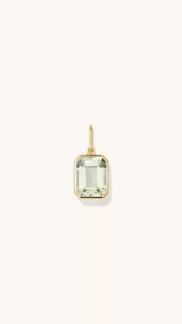 Emerald Cut Gemstone Charm Prasiolite yellow