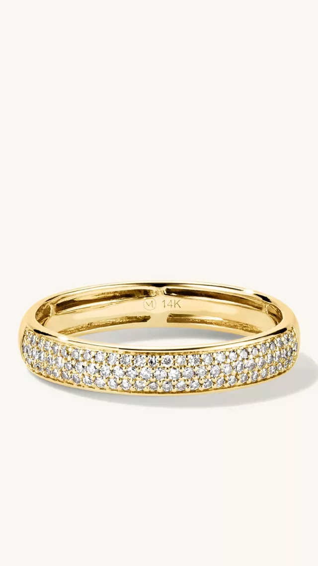 Pave Diamond Bold Half Eternity Ring yellow