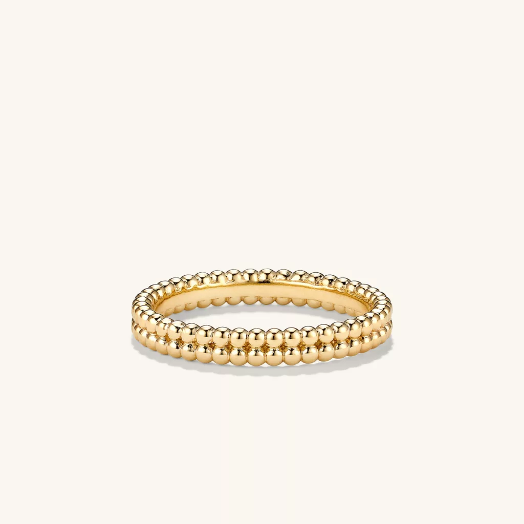 Duo Beaded Stacker Ring vermeil