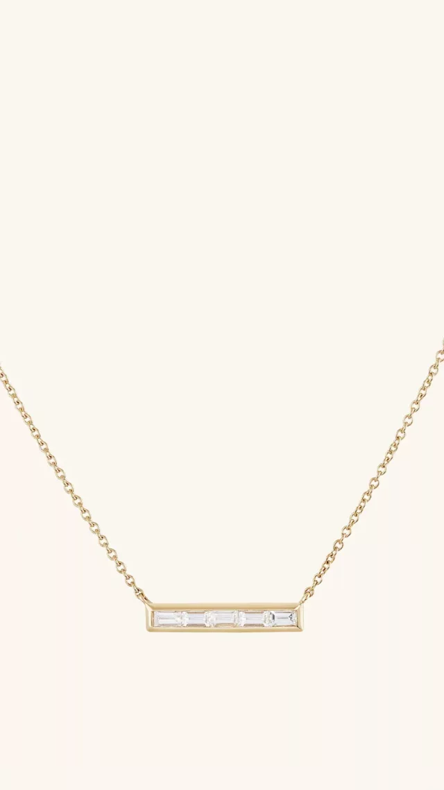 Baguette Diamond Bar Necklace yellow