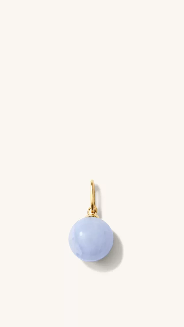 Gemstone Sphere Charm Blue Lace Agate yellow