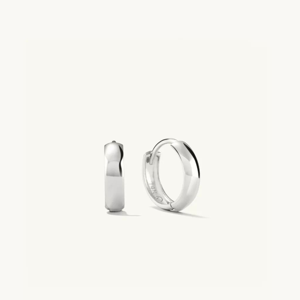 Bold Huggie Hoops White Gold silver