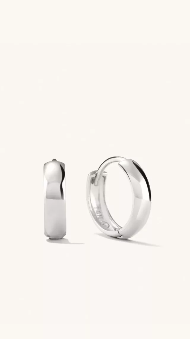 Bold Huggie Hoops White Gold silver