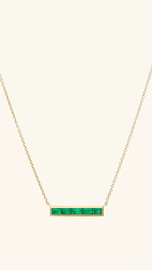 Baguette Emerald Bar Necklace yellow