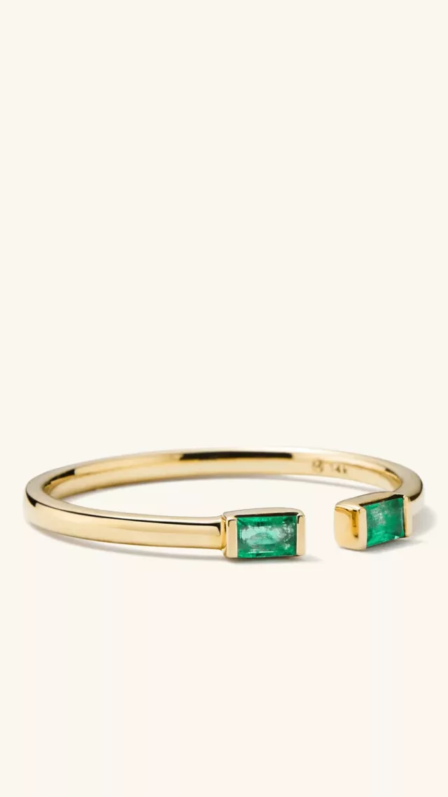 Baguette Emerald Open Ring yellow