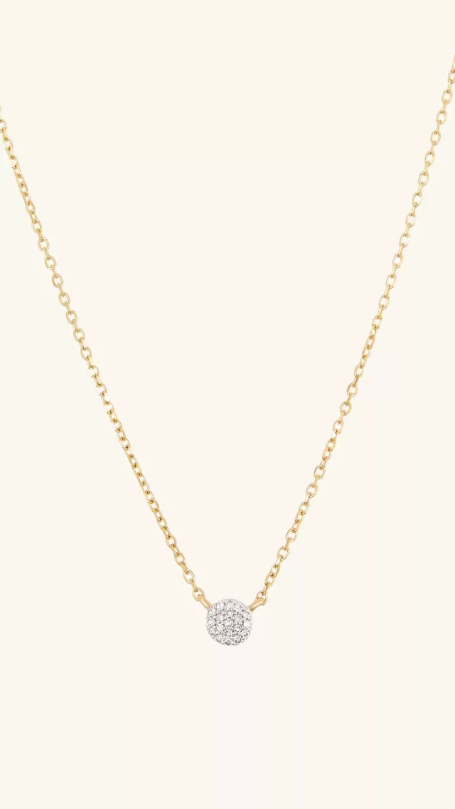 Pave Diamond Round Necklace yellow