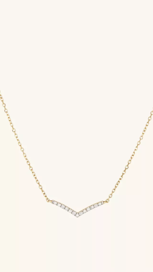 Pave Diamond Wishbone Necklace yellow