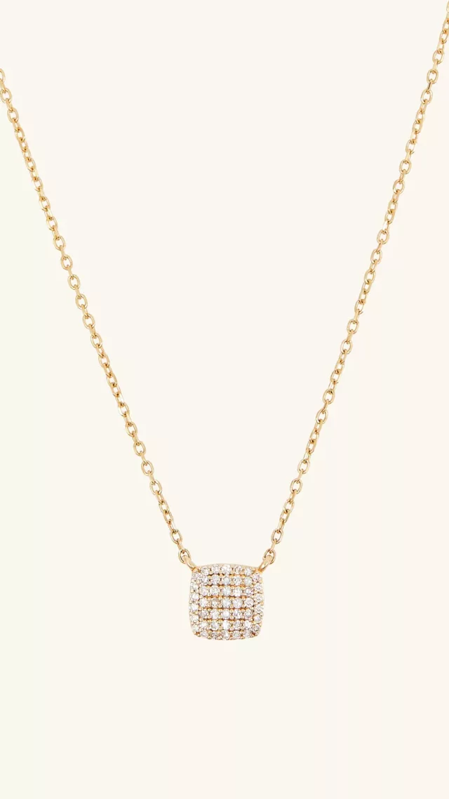 Pave Diamond Cushion Necklace yellow