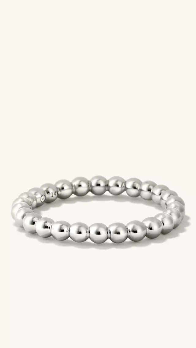 Bold Beaded Ring White Gold silver