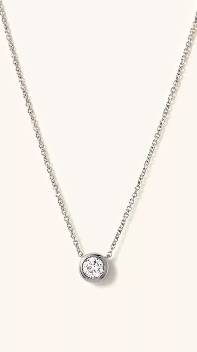 Large Diamond Necklace White Gold silver