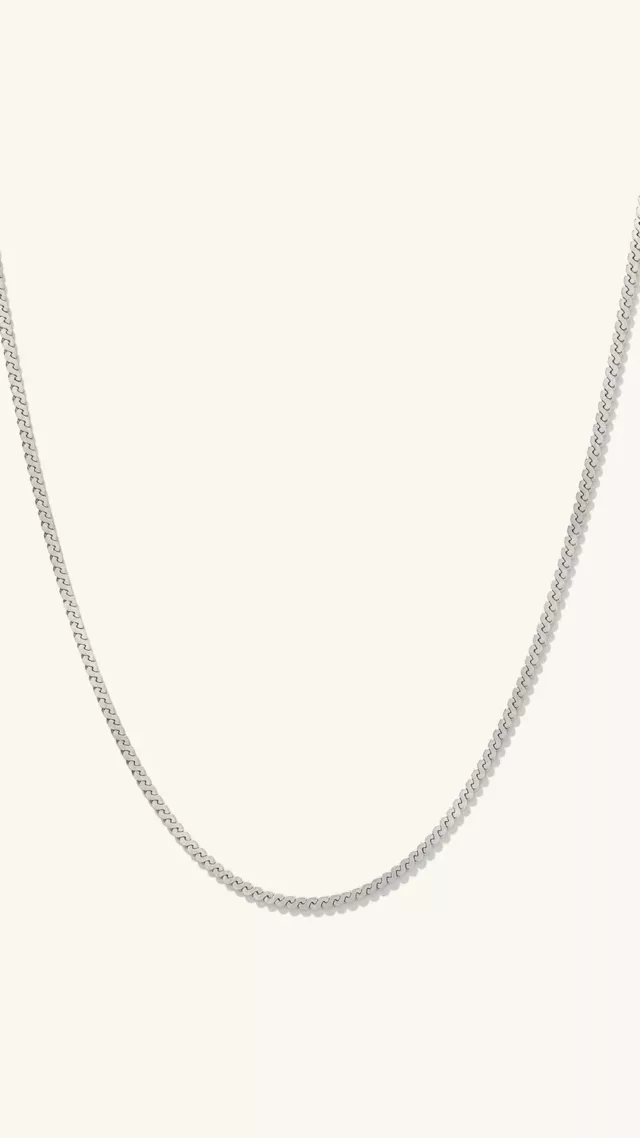 Serpentine Chain Necklace White Gold silver
