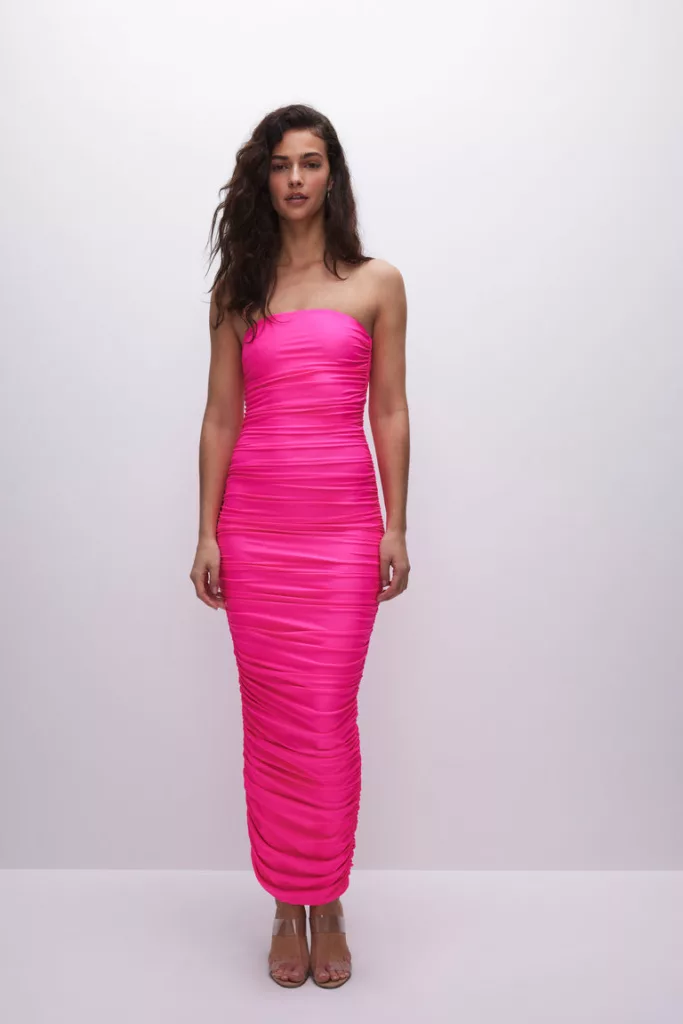 Ruched maxi tube dress Pink