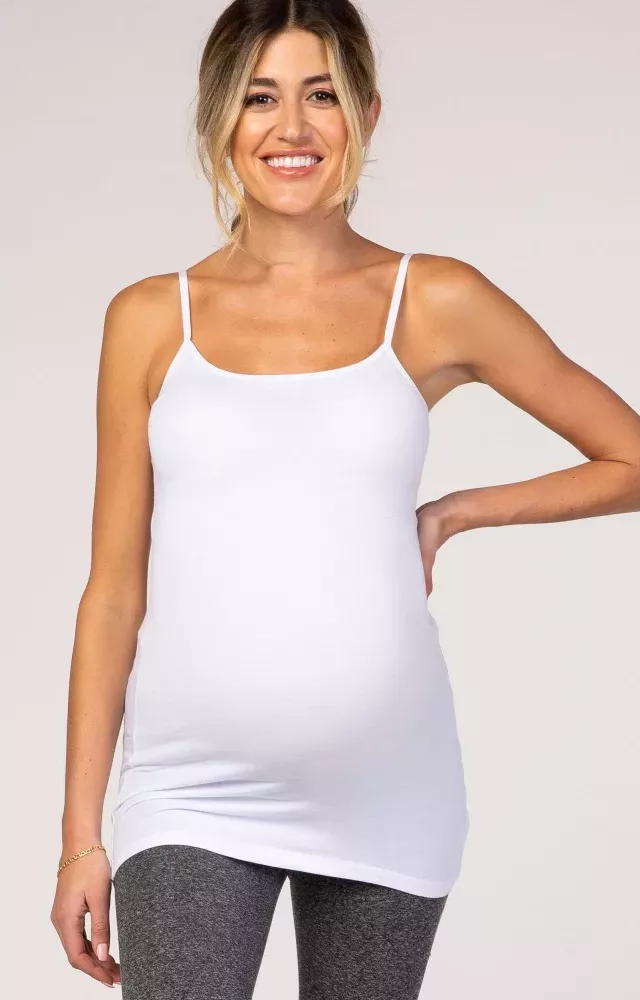 White Solid Maternity Cami