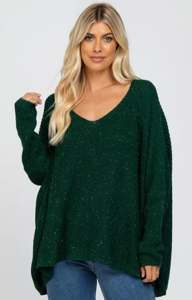 Forest Green Speckled Oversized Sweater