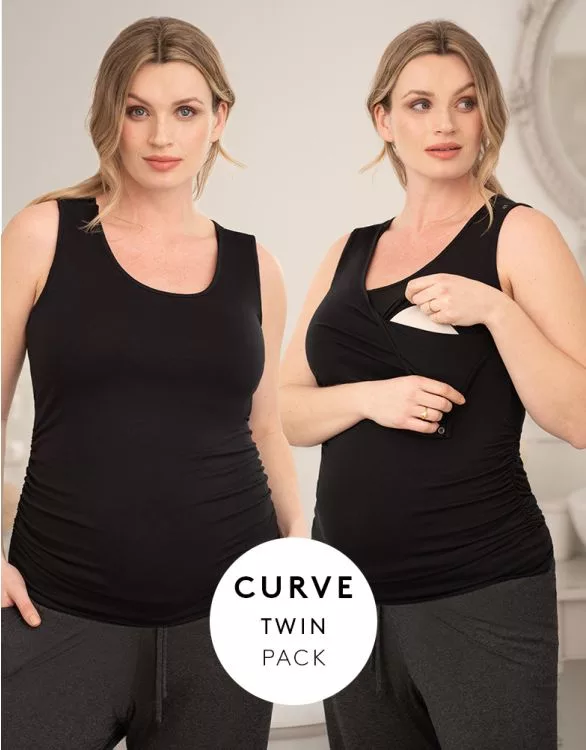 Curve Maternity & Nursing Tops - Twin Pack Black