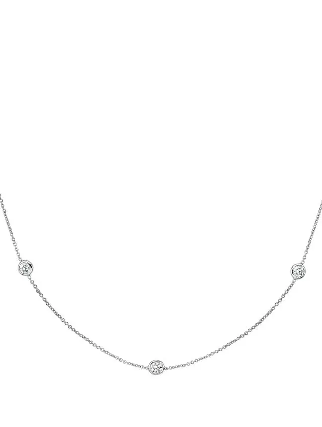 18K White Gold Bezel Strand 18 in. Diamond Necklace (2/3 ct. tw)