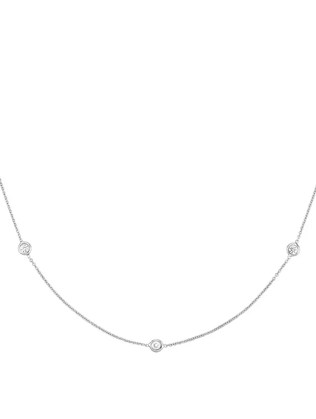 18K White Gold Bezel Strand 18 in. Diamond Necklace (1/3 ct. tw)