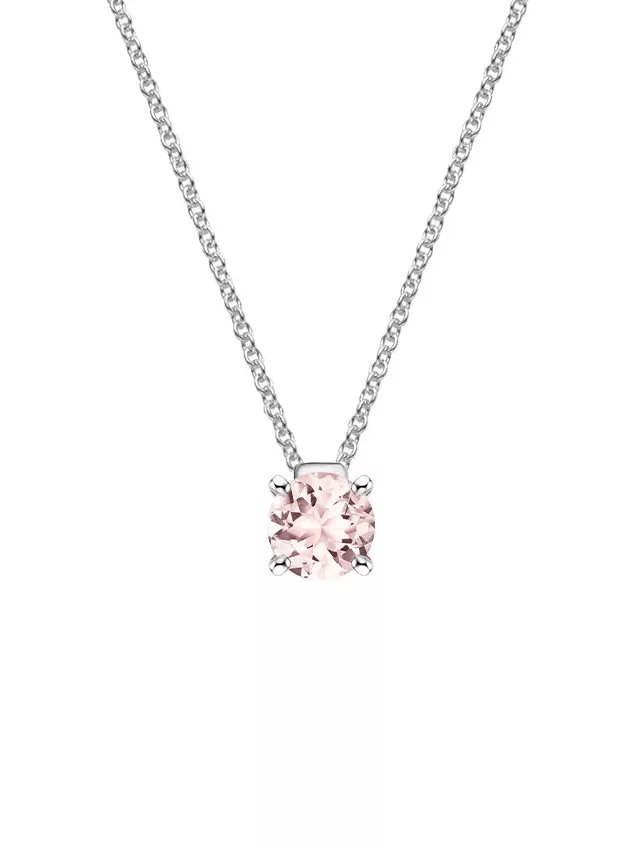 Silver Floating Solitaire Morganite Pendant