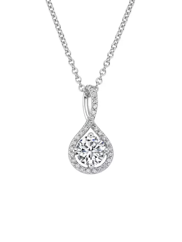 18K White Gold Diamond Pavé Twist Pendant