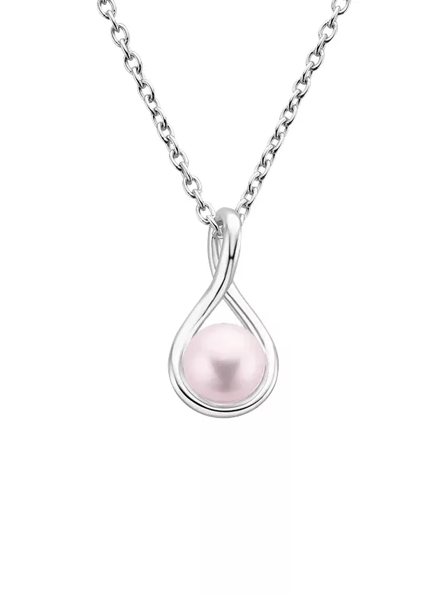 Silver Rose Cultured Freshwater Pearl Twist Pendant (6mm)