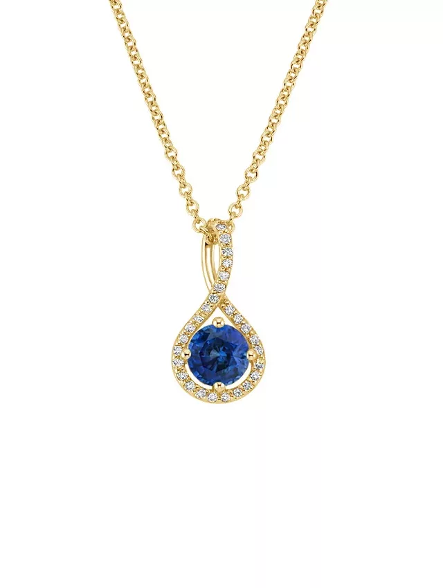 18K Yellow Gold Sapphire Pavé Twist Pendant