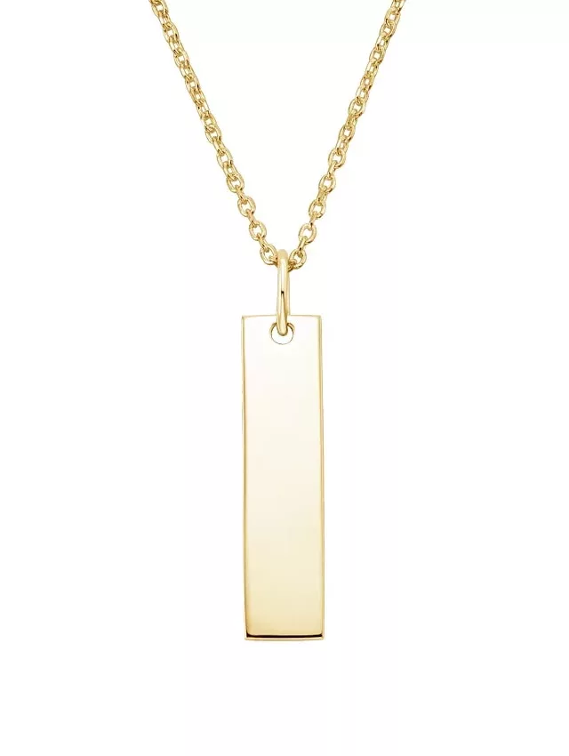 14K Yellow Gold Engravable Bar Pendant