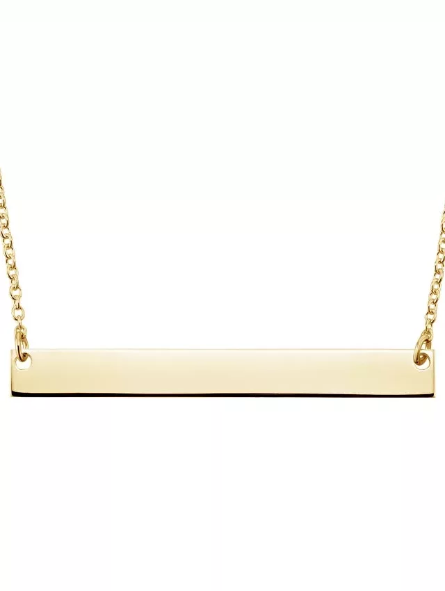 14K Yellow Gold Engravable Horizontal Bar Pendant