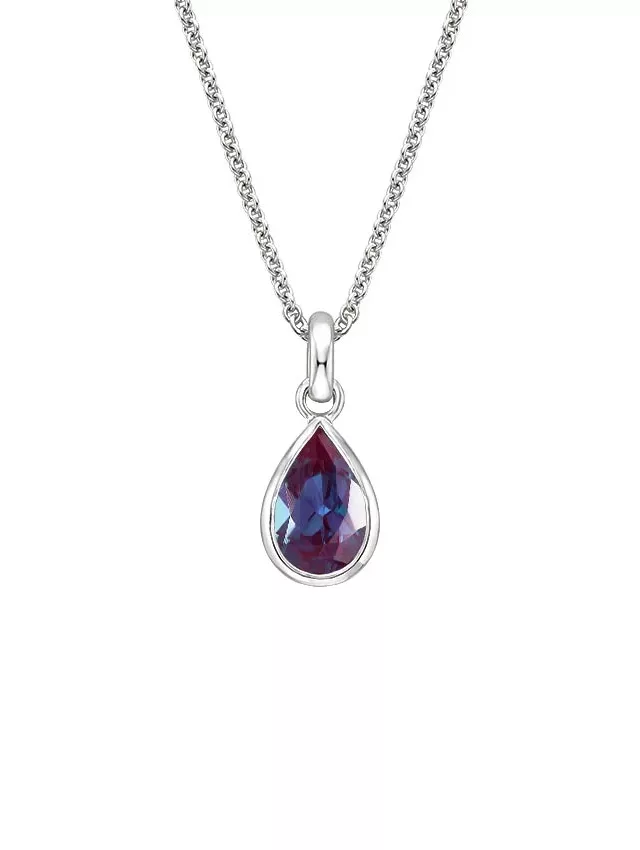 Silver Teardrop Lab Alexandrite Pendant