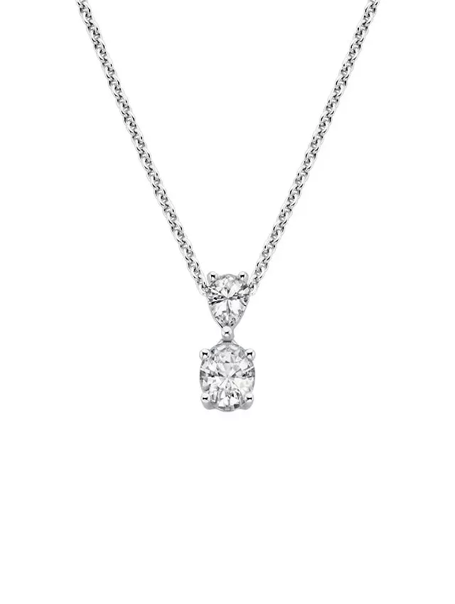 18K White Gold Oval and Pear Diamond Pendant (1/2 ct. tw.)