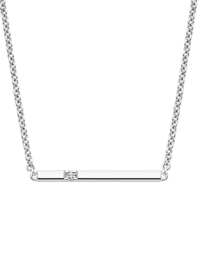 Silver Diamond Bar Pendant