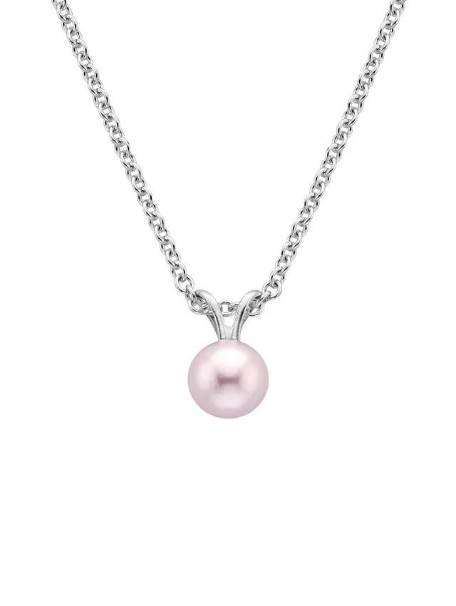 Silver Rose Freshwater Cultured Pearl Pendant (6mm)