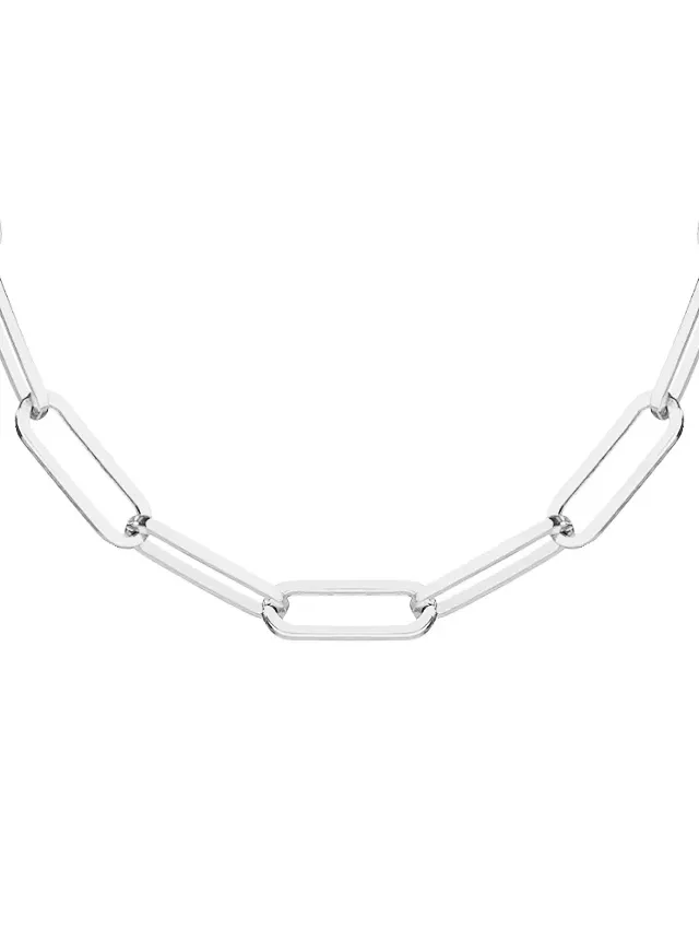 14K White Gold Lola Paperclip 16 in. Chain Necklace (Large)