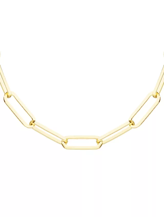 14K Yellow Gold Lola Paperclip 16 in. Chain Necklace (Large)