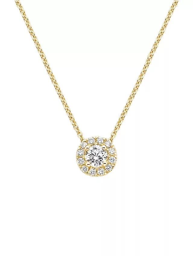 18K Yellow Gold Diamond Halo Pendant