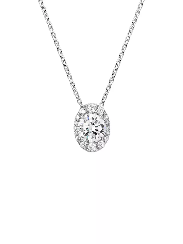 Platinum Tacori Inflori Oval Bloom Diamond Pendant