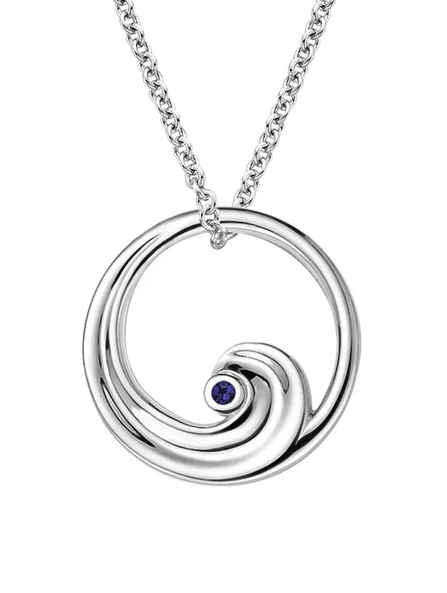 Silver Wave Sapphire Pendant