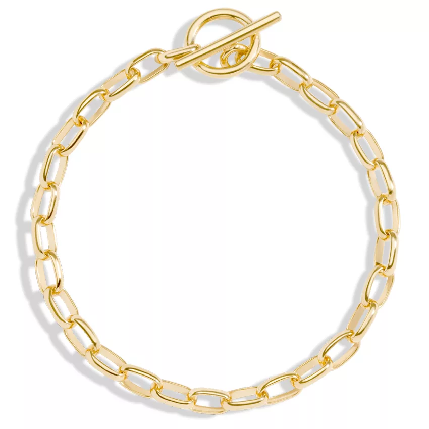 14K Yellow Gold Vermeil Toggle Link Bracelet