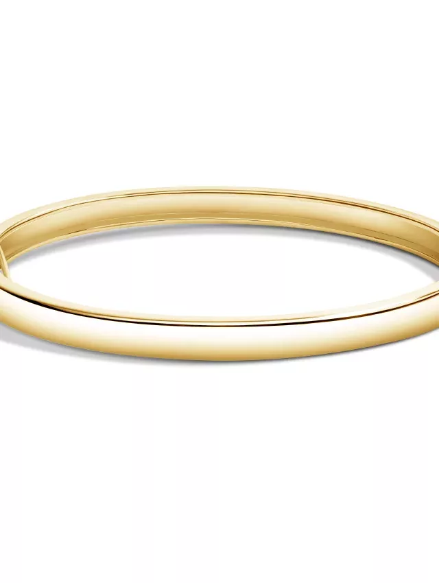 14K Yellow Gold Vermeil Engravable Bangle Bracelet (5mm)