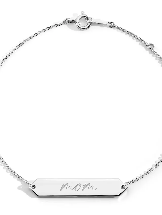 Silver Engravable Mom Bar Bracelet
