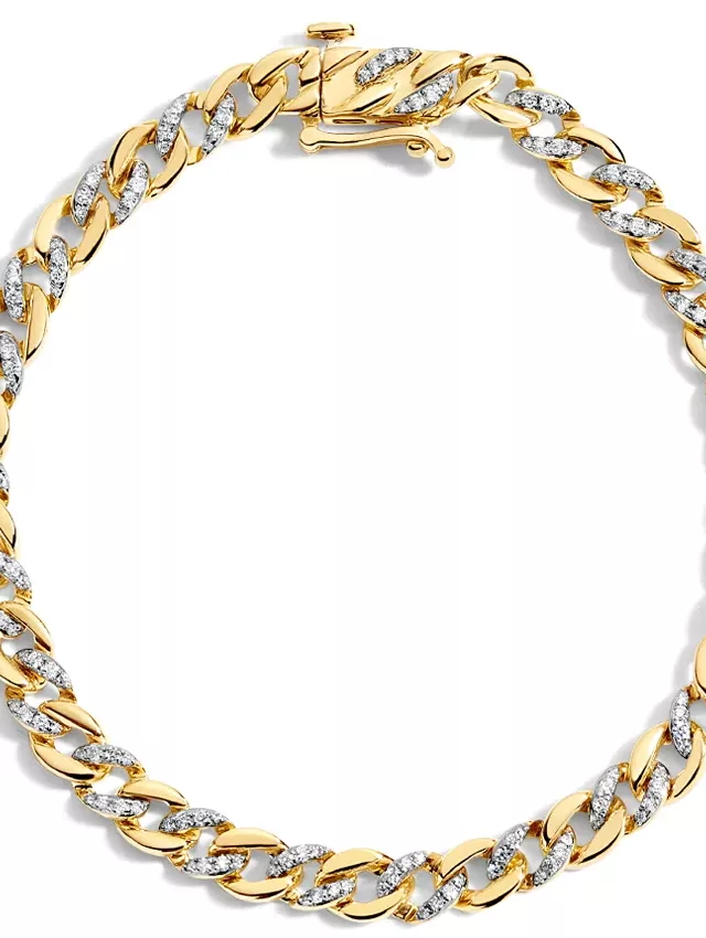 14K Yellow Gold Lab Diamond Cuban Link Bracelet