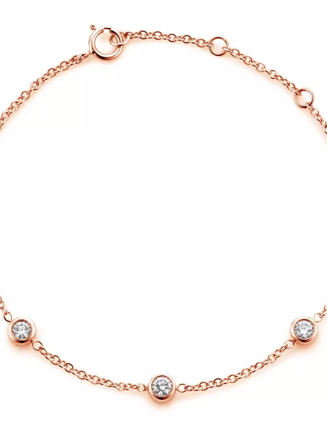 14K Rose Gold Five Diamond Bezel Bracelet (1/2 ct. tw.)