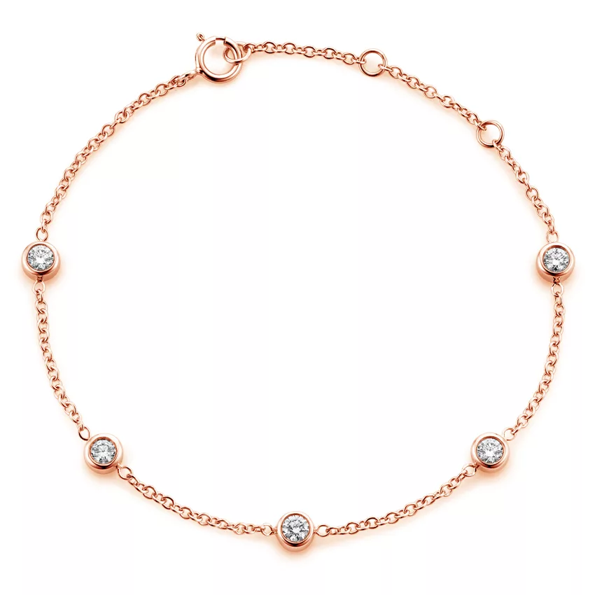 14K Rose Gold Five Diamond Bezel Bracelet (1/2 ct. tw.)